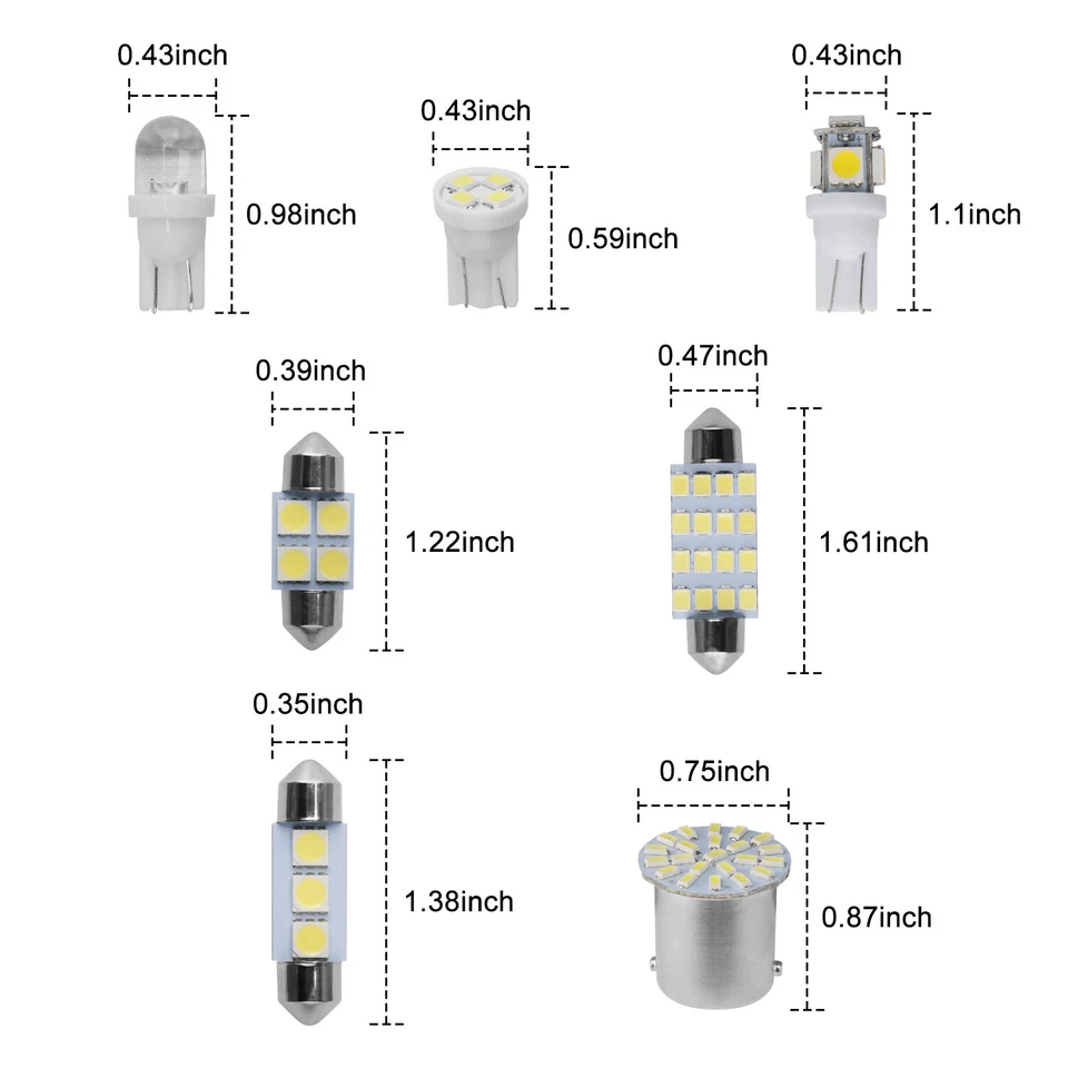 28PCS Car Interior Combo LED Map Dome Trunk License Plate Light Bulbs For Dodge Foto 2 de 4