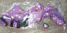 NEW KITTY CAT PUPPY DOG COLLAR PURPLE STARS MOONS HALLOWEEN NEW BOW TIE CUTE 