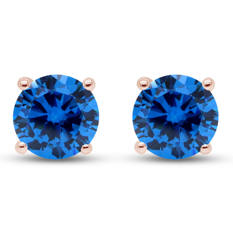 Round Cut Gemstone Stud Earrings in 14K Rose Gold Plated Sterling Silver 1 CT for Women-image