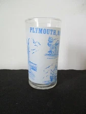 60's - 70's Souvenir Glass Tumbler Mayflower Massasoit Plymouth Massachusetts  
