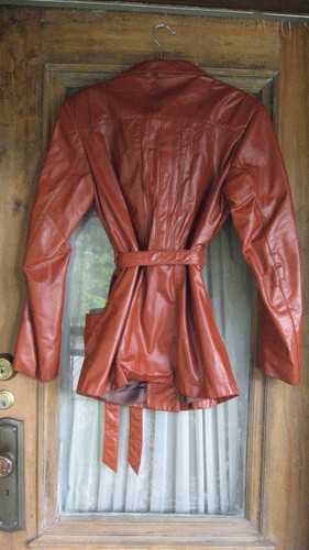 Vintage 70s Ladies Victoria Leather Rust Belted Leather Jacket Boho Hippie M L - Picture 3 of 7