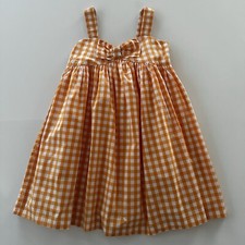Janie and Jack Girls 8 Apricot Gingham The Sunshine Bow Dress Spring Summer