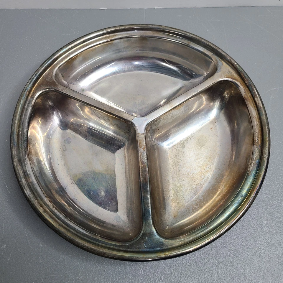 Marlboro Plate 215 84 Vintage 3 Section Silver Plate Serving Dish 10" Lot Of 2 - Image 4 of 4