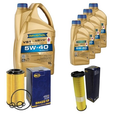 Inspektionspaket 9L RAVENOL Turbo VST 5W-40 für Mercedes W211 E 220 CDI S211