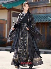 Hanfu Men Chinese Ancient Costume Martial Arts Cross-collar Robe Cosplay Costume