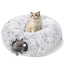 Cat Tunnel Bed for Indoor Cats, Peekaboo Cat Cave with Washable Soft Play Mat...