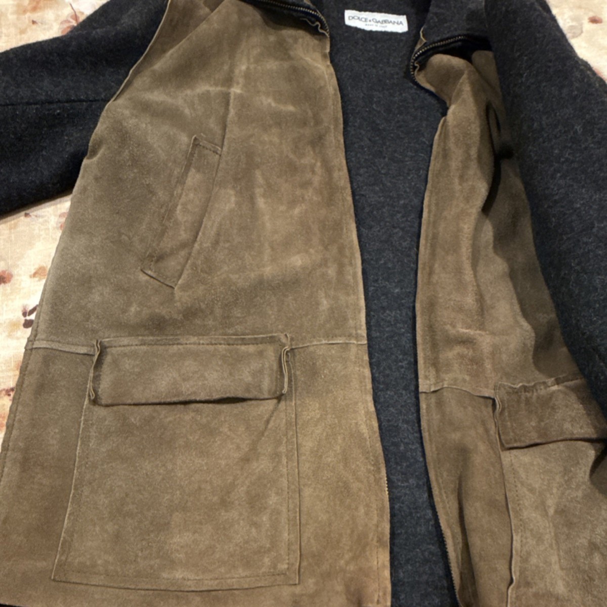 Vintage Dolce & Gabbana Suede Leather Jacket Made in Italy Brown 