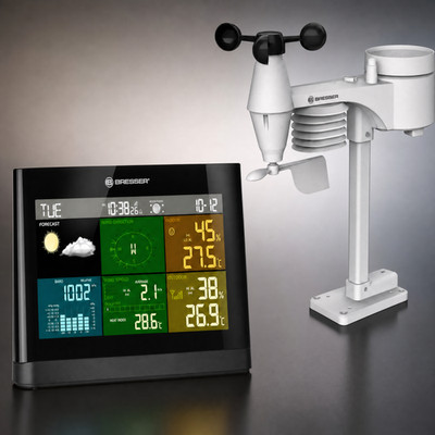 Bresser Wetter Center Wetterstation 5-in-1 Sensor 7,3 Zoll Farb Historie NEU OVP