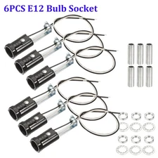 6PCS E12 Bulb Socket 2.44 Inch Height Candelabra Base Lamp Holder 11.8 Inch Wire