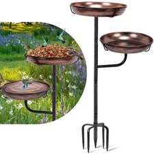 Metal Bird Bath for Outside, 41in Standing Bird Bath Feeder Bowl, Outdoor Fre...