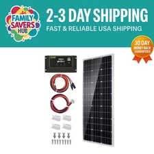 High Efficiency 100W Solar Panel Kit for Off-Grid Living: Home, RV, Boat Ready
