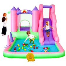 Inflatable Bounce House with Blower, 7 in 1 Jumping Castle with Slide, Ball P...