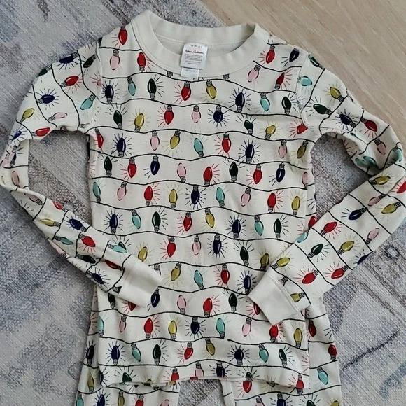 Hanna Andersson Kids Christmas Lights Holiday Pajamas Sz8 - Image 4 of 4