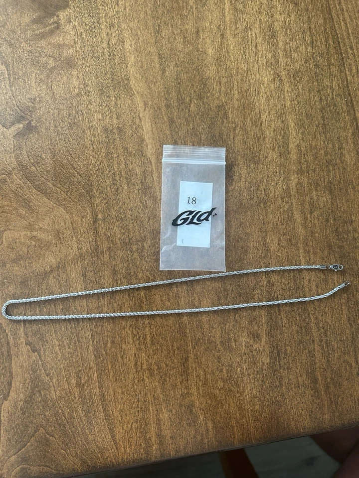 Cadena de palomitas de maíz Shop GLD 14k chapada en oro blanco corte diamante 18’ Foto 2 de 3