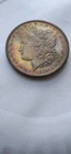 Awesome 1880-P Morgan Silver Dollar Rainbow Toned Gem AU