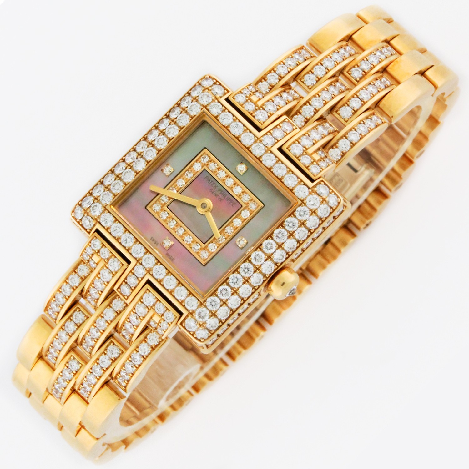 Patek Philippe Gondolo Ladies 4874/3J 18K Gold Bracelet Factory Diamonds 22.5mm