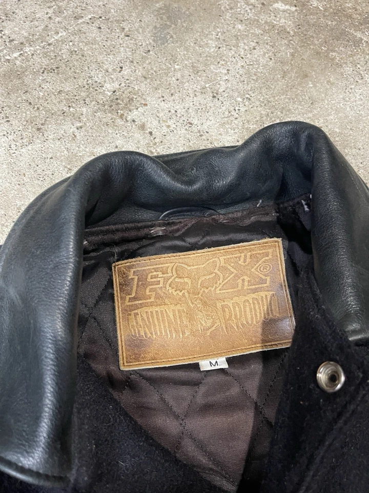 Jaqueta vintage Fox Honda The Red Riders couro lã Varsity Letterman M EUA - Imagem 4 de 4