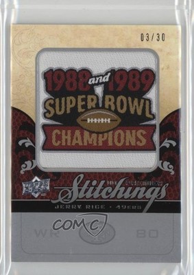 2008 UD Premier Stitchings Variation Logo Silver 3/30 Jerry Rice #PS-JR HOF p8v