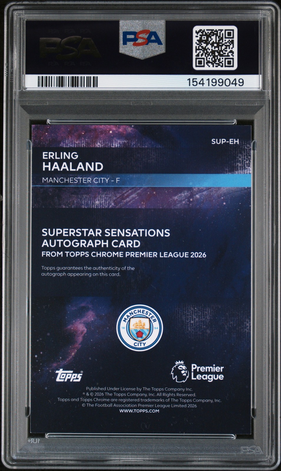 2025  TOPPS CHROME PREMIER LEAGUE ORANGE ERLING HAALAND 14/25 PSA 9 view 2