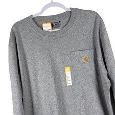 Carhartt Men's Loose Fit Heavyweight Long Sleeve Pocket T Shirt Size Large Gray