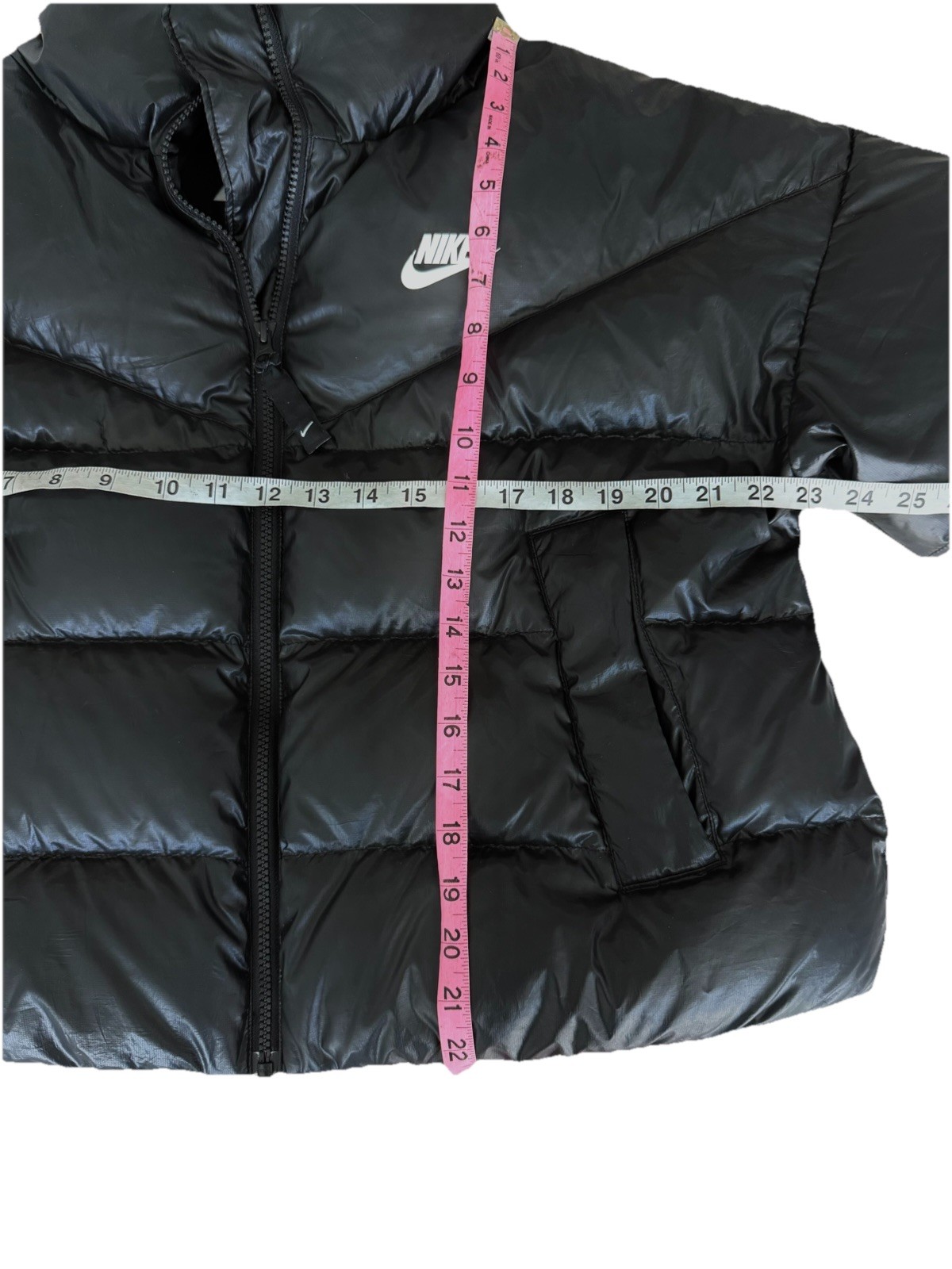Nike Down Down Jacket High Neck Collared Black Ov… - image 4