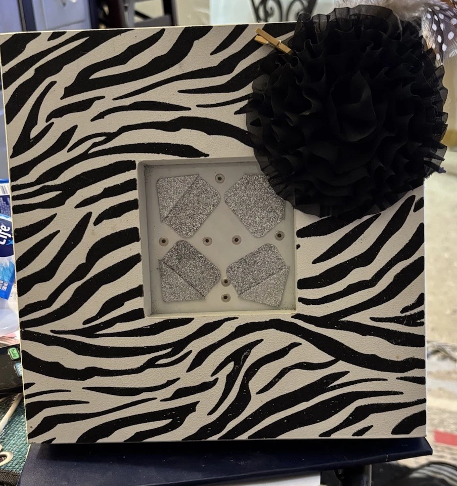 Zebra Print Striped Black & White 4x6 Hobby  Lobby Shadowbox Picture Frame - Image 2 of 4