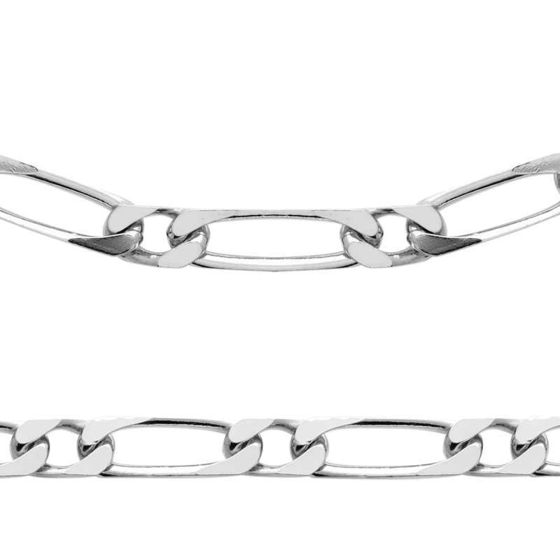 Catena a Maglie Figaro Lucidata 60CM X 5mm IN Argento Massiccio Rodio Qualità - Immagine 2 di 4