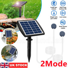 Outdoor Solar Powered Oxygenator Pond Water Oxygen Pump 2 Air Stone Aerator UK