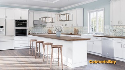 Edgeline White Slim Shaker - RTA Kitchen Cabinets Only - 10 FT Set