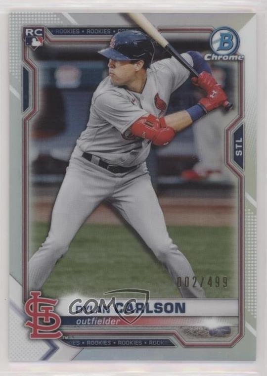2021 Bowman Chrome Refractor 2/499 Dylan Carlson #45 Rookie RC o8g
