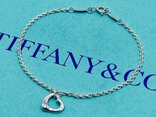 TIFFANY & Co. Elsa Peretti Open Heart Sterling Silver 925 Bracelet With Pouch