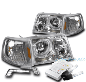 93 97 Ford Ranger Chrome Headlight Projector Fog Lamp W Drl Led Image Is Loading 93 97 Ford Ranger Chrome Headlight Projector Fog