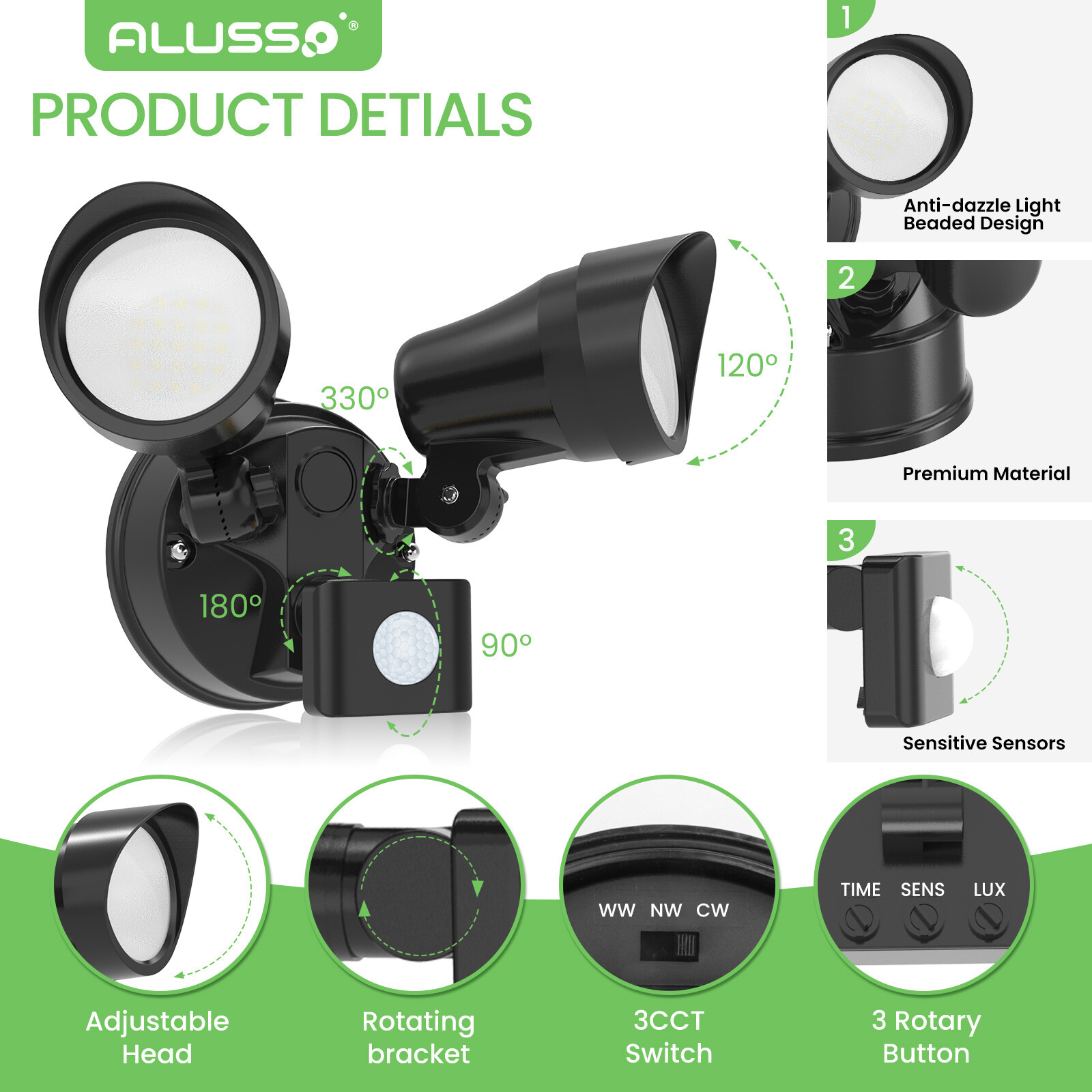 LED Floodlight 25W PIR Motion Sensor 3000K6500K Garden Outdoor