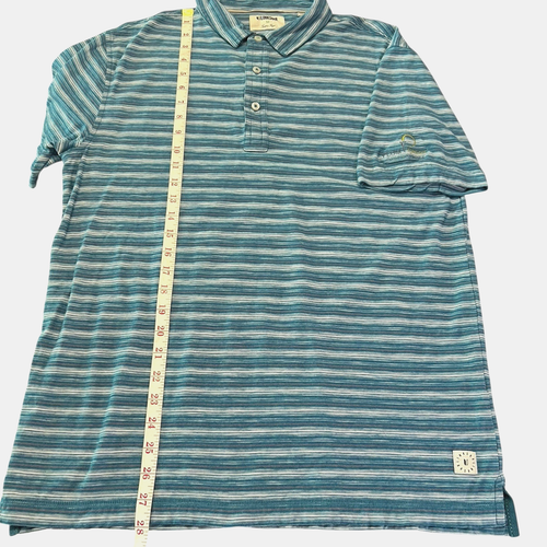 Polo Linksoul uomo blu medio a righe color verde acqua lusso cotone Plum Creek Golf - Foto 11 di 12