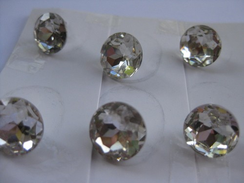 11mm Small Beautiful USA Clear DomeFaceted Rhinestone Metal Sewing Buttons Set 6 - Picture 2 of 6