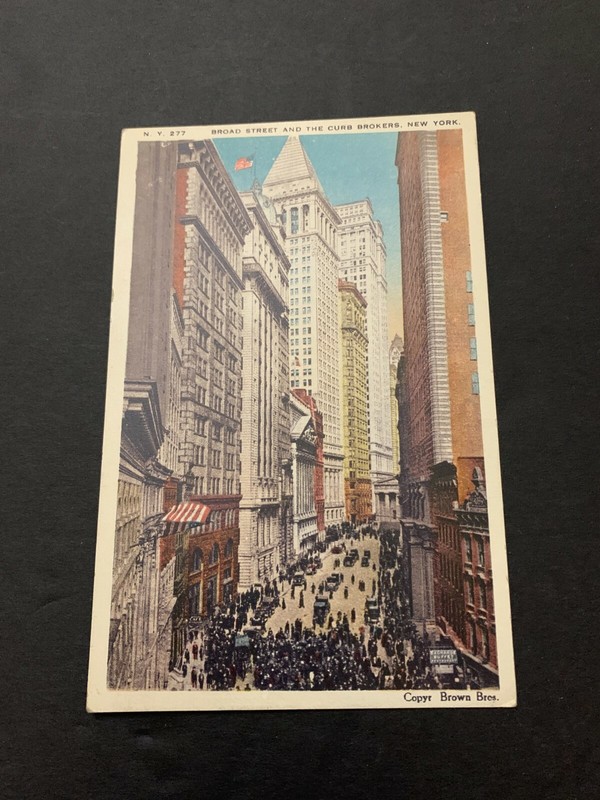 c.1915 Broad Street And The Curb Bonkers New York Postcard