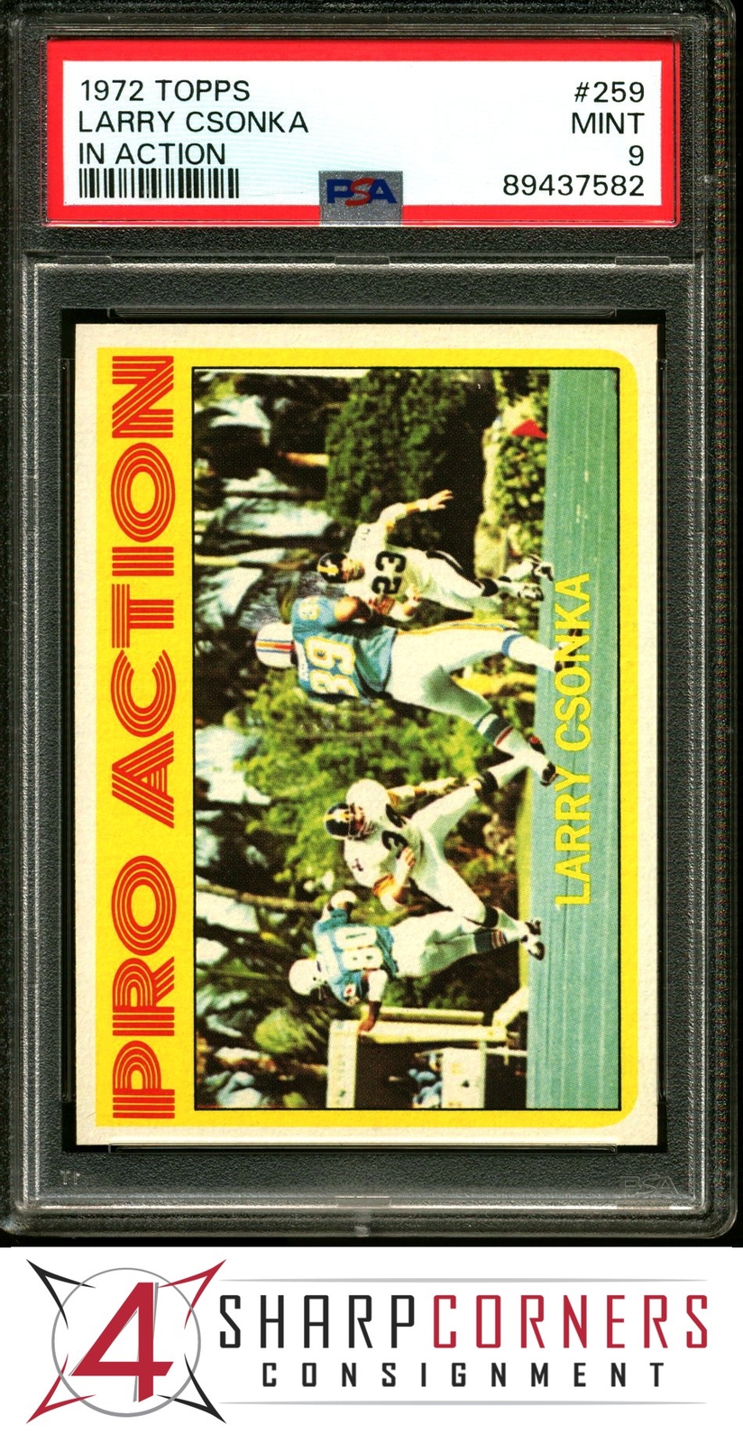 1972 TOPPS IN ACTION #259 LARRY CSONKA DOLPHINS HOF PSA 9
