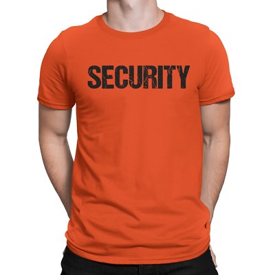 NYC FACTORY Security Tee Orange T-Shirt Mens Tee Staff Event Crew Shirt Front...