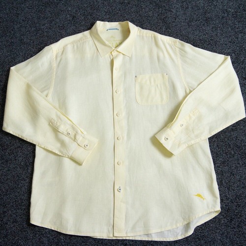 Tommy Bahama Shirt Men’s XL Yellow Relax Linen Button Up Long Sleeve Lightweight - Picture 2 of 13