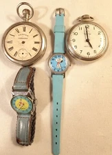 Dollar Pocket Watch & Wristwatch Lot Antique Parts or Repair Bulls Eye Fairview