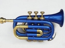 MINI POCKET New BLUE BRASS Finish Bb Pocket Trumpet