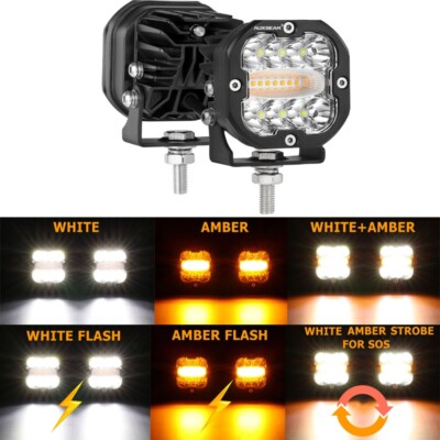 AUXBEAM 3'' 180W LED Work Lights Flashing Strobe Driving Offroad Fog ATV UTV Boat