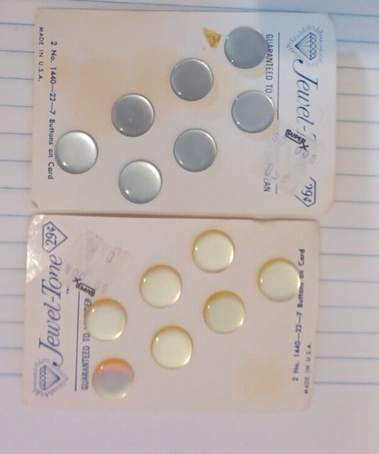 Lot Jewel Tone Antique Sewing 14 buttons yellow grey 1440 Vintage card pastel US - Picture 4 of 4