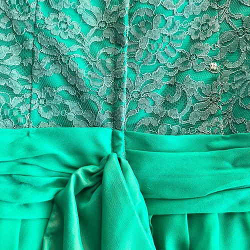 Vintage 1950s Green Lacey Chiffon Fit & Flare Party Dress AS IS - Picture 10 of 13