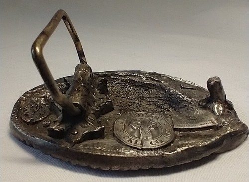 Vintage 1983 Horse Spurs Cowboy Pewter Belt Buckle Western Ranch Siskiyou Buckle - Picture 6 of 6