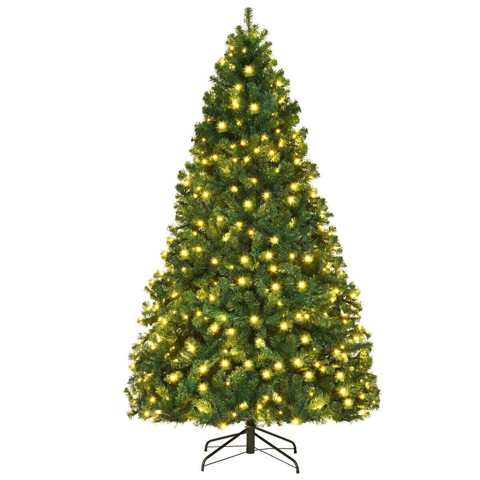6FT Christmas Tree Artificial Tree Holiday Decor With LED Lights & Metal Stand