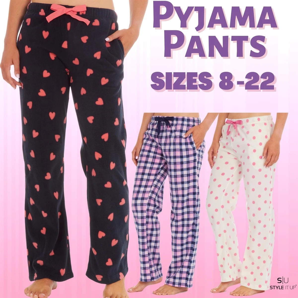 Women Plush Lounge Pants Soft Pajama Pants with Pocket Warm