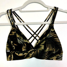 Pink victorias secret leaf print bra black green size XS