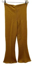 Vintage Sweater Knit Pants High Rise Wide Leg Bellbottom Waist 30" Retro Yellow