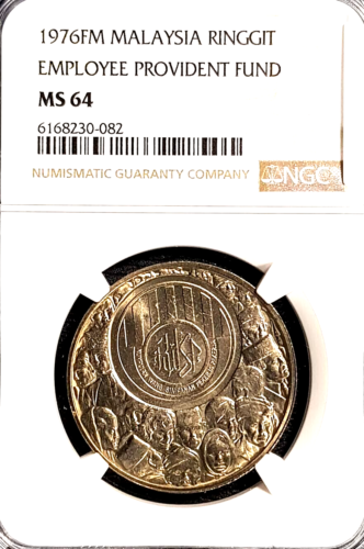 NGC MS64 1976 MALAYSIA"EPF" Ringgit Commemorative Coin RARE(+FREE1 coin) #25108 - Picture 1 of 3